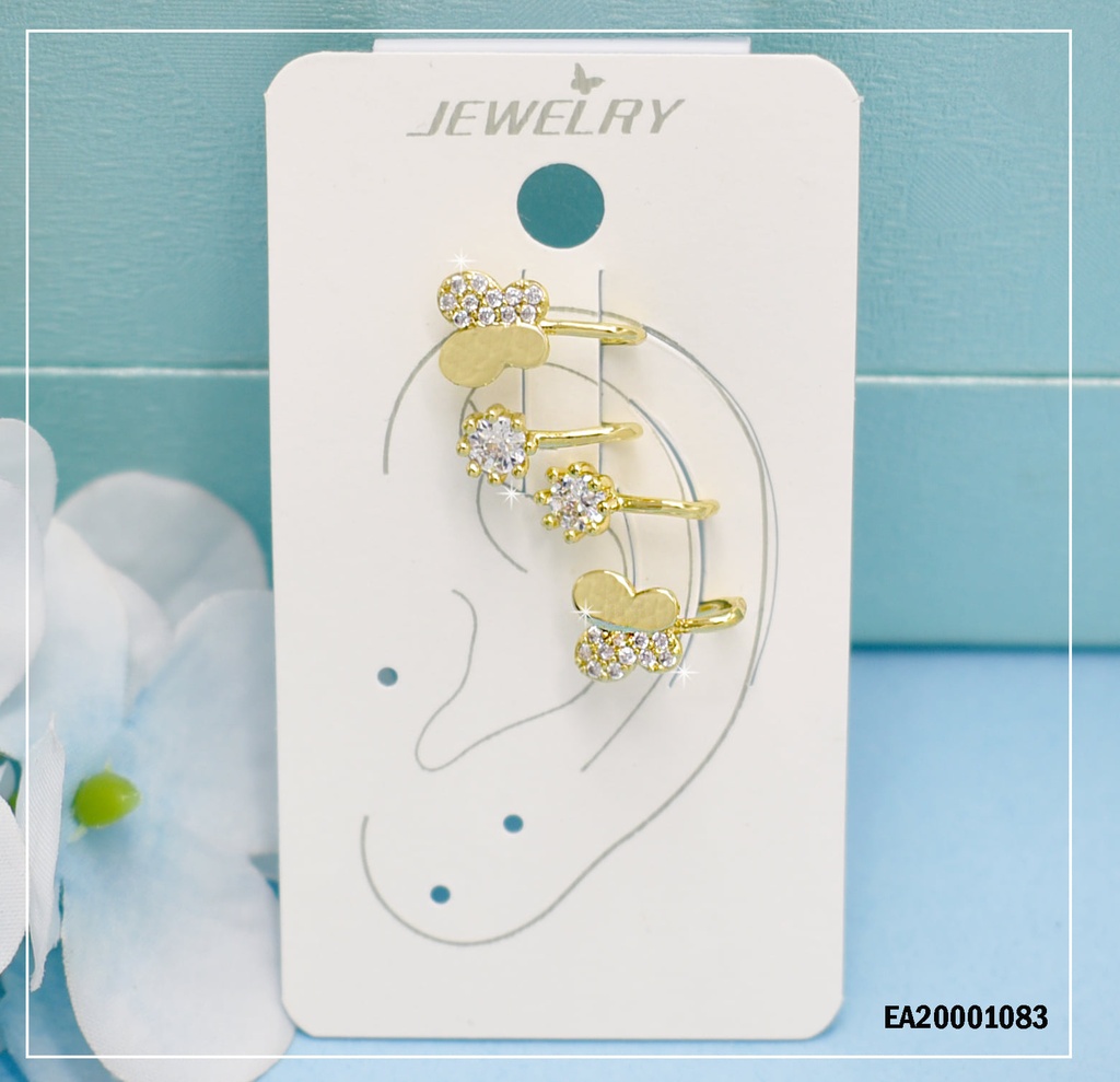 DÚO ARETES CAMALEÓN MARIPOSITA/ZIRCONIA
