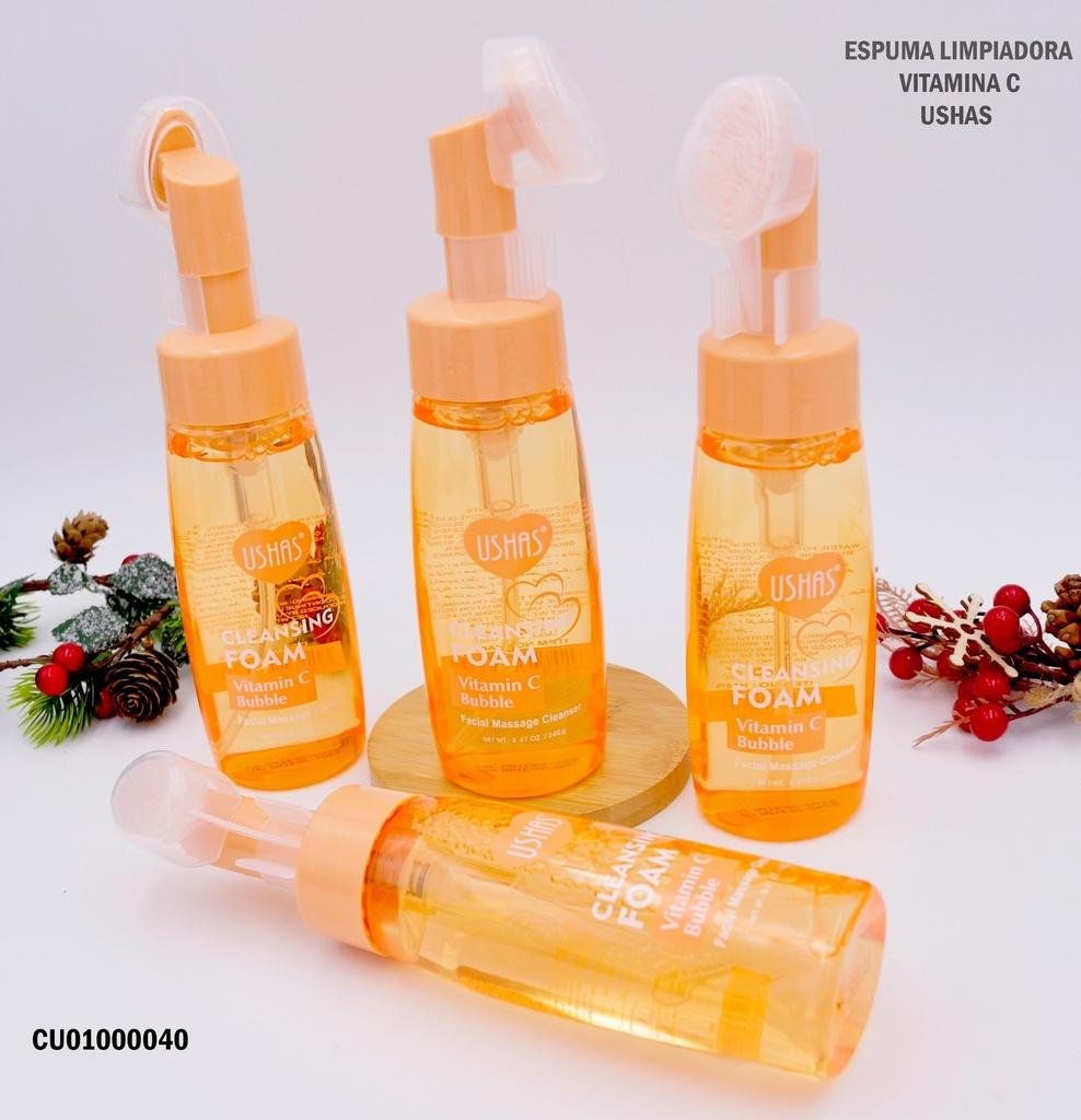 ESPUMA LIMPIADORA C/CEPILLO USHAS VITAMIN C HA070 8.47OZ