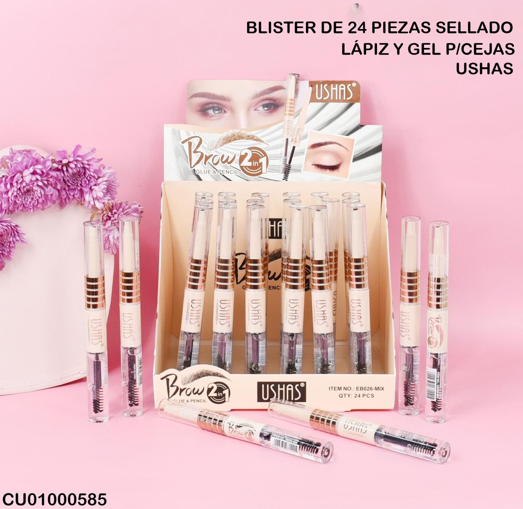 GLAMOUR Y FIJADOR  DE CEJAS USHAS EB026-MIX