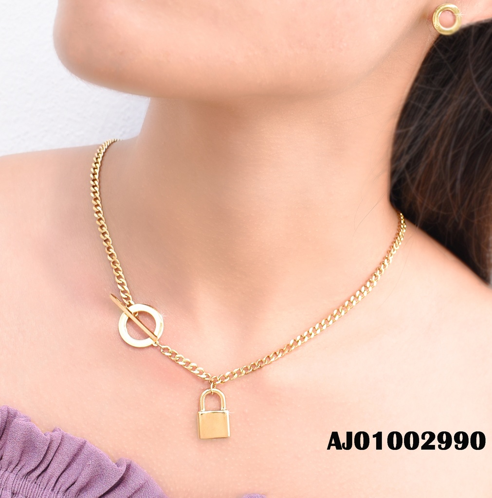 JUEGO ARETES CÍRCULOS DIJE CANDADO LATERAL ∅