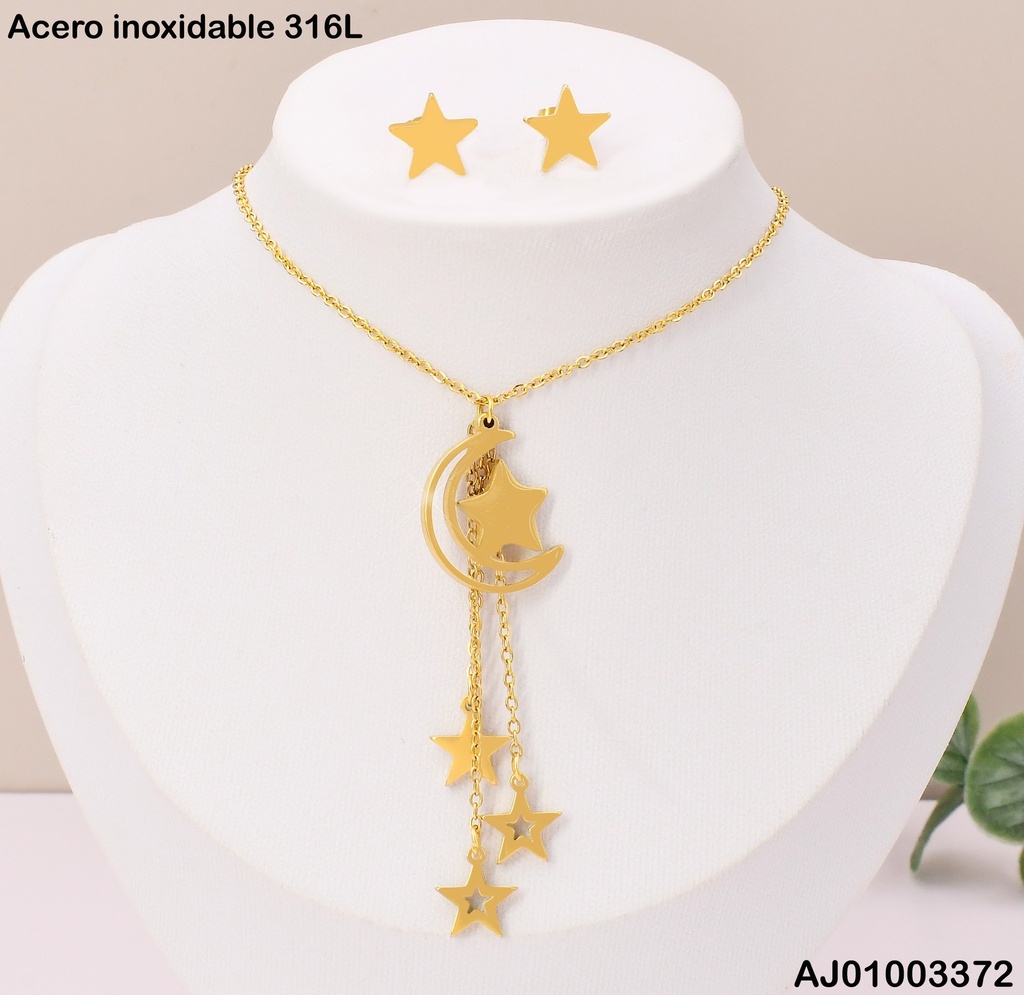 JUEGO ARETES ESTRELLA COLGANTES:PLACAS/CROQUI⭐-☪︎
