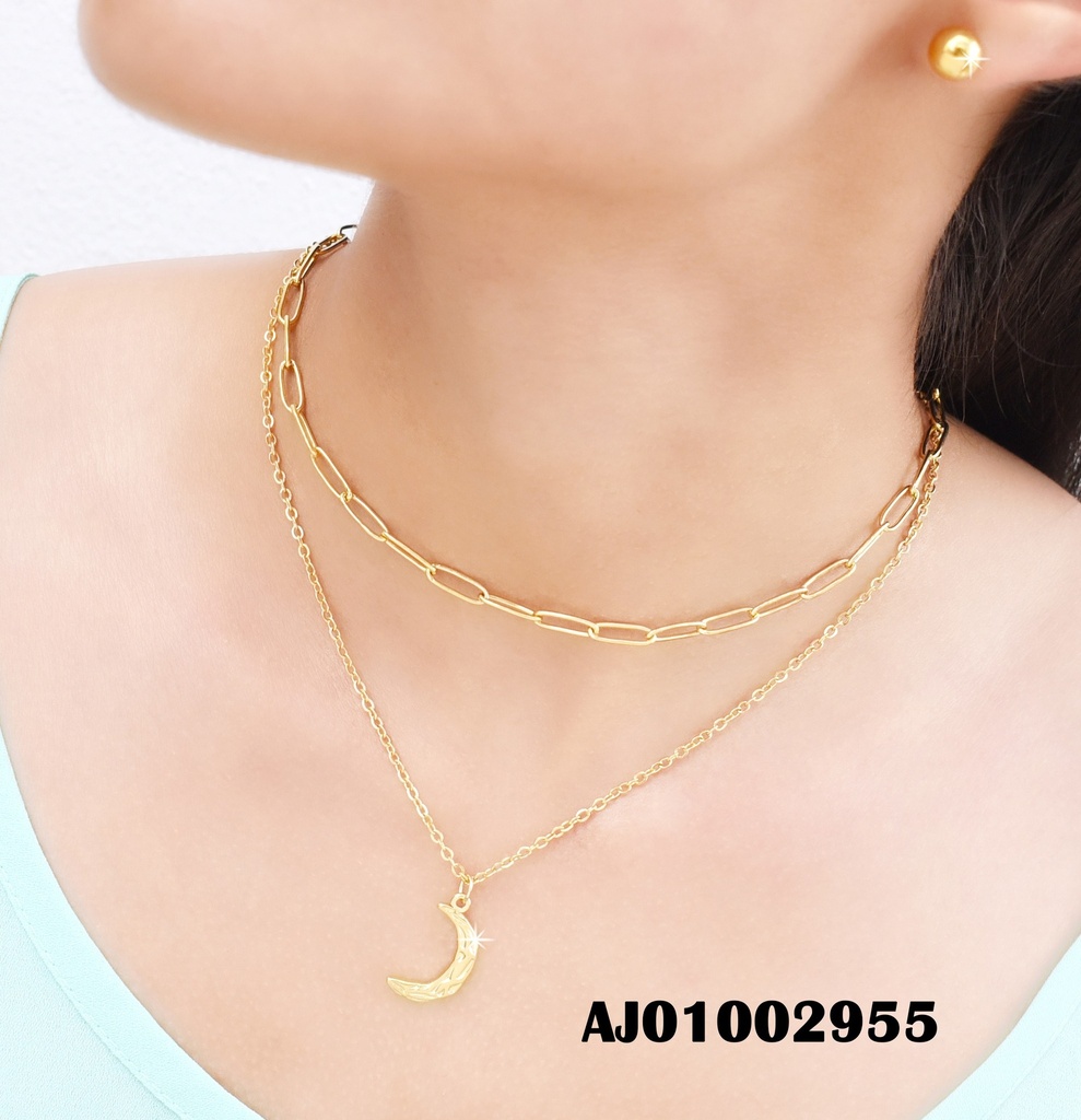 JUEGO ARETES PELOTAS DOBLE CAD.LUNA CORRUGADA