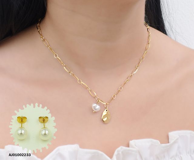 JUEGO ARETES PERLA DIJES CORAZÓN BLANCO,PLACA DE GOTA AGUA