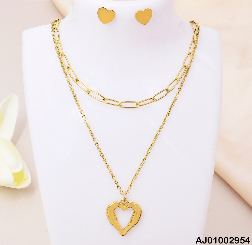 JUEGO ARETES PLACAS CORAZÓN DOBLE CAD.CROQUI CORRUGADO