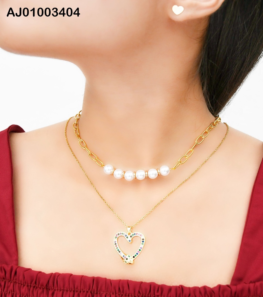 JUEGO ARETES PLACA💛 DOBLE CAD.PERLAS/DIJE CROQUI ZIRC (P.E.NOV2025)