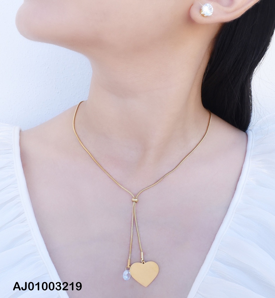 JUEGO ARETES ZIRCONIAS CORBATERO COLGANTES PLACA CORAZÓN/ZIRC