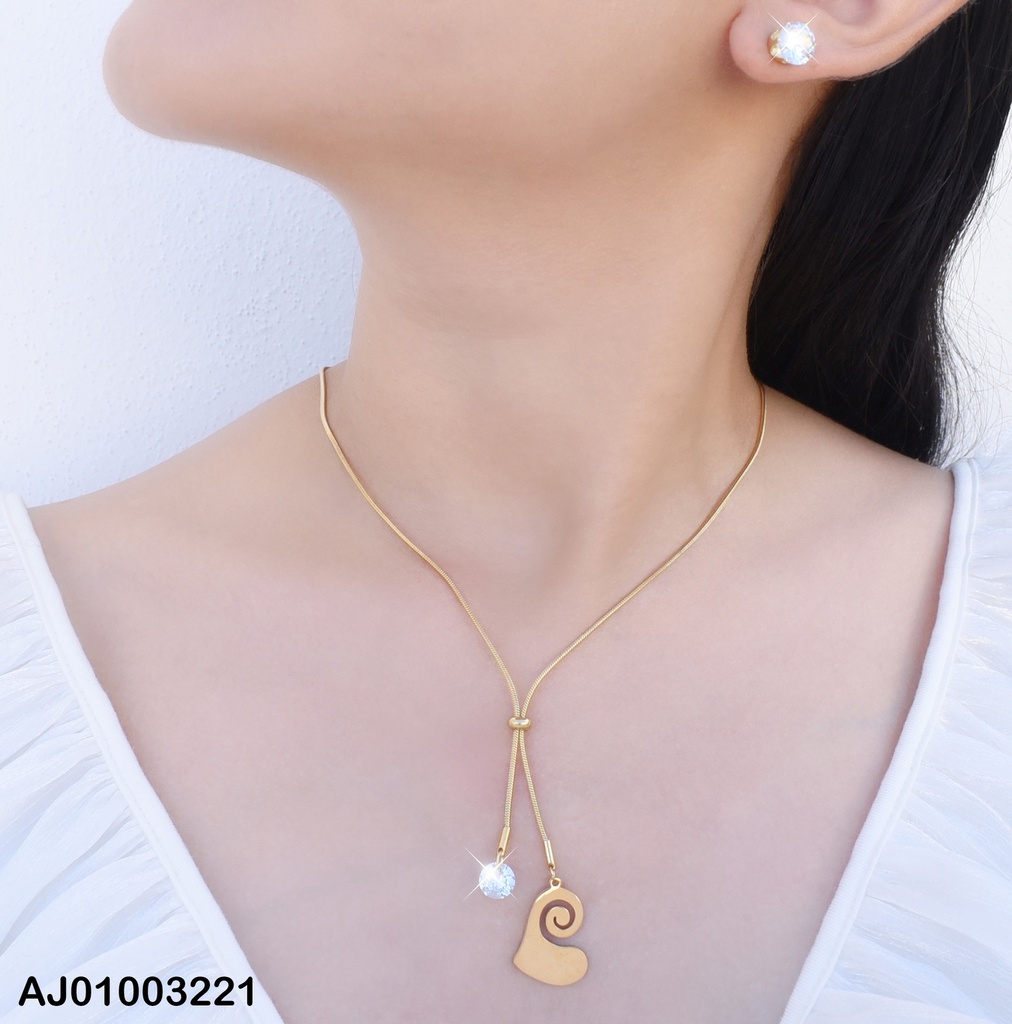 JUEGO ARETES ZIRCONIAS CORBATERO COLGANTES ZIRC/CORAZÓN ESPIRAL