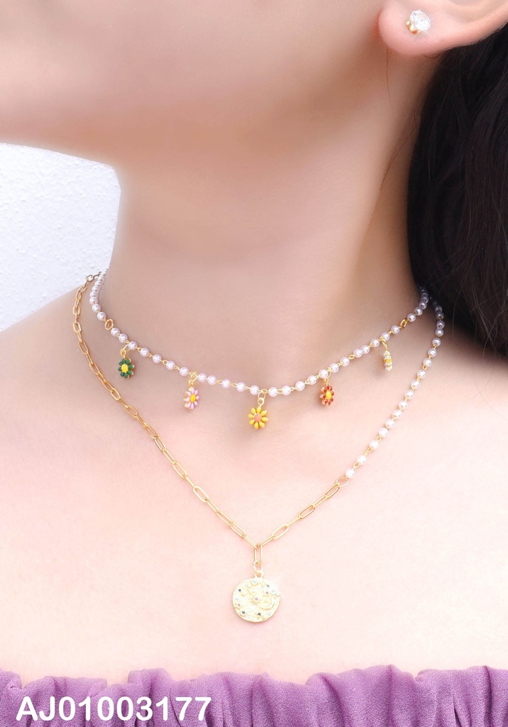 JUEGO ARETES ZIRCONIAS DOBLE CAD DIJE:FLORES/RD DORADO