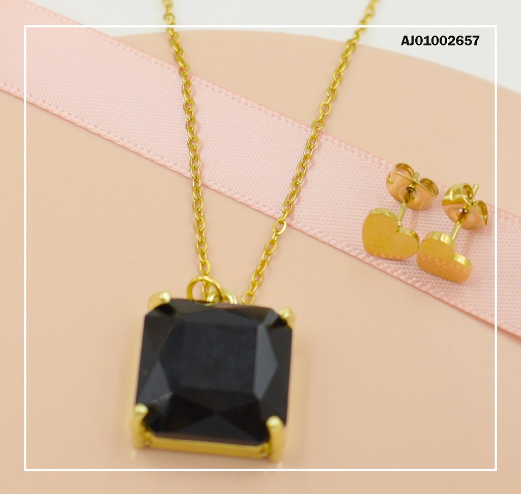 JUEGO ARETES ♥ DIJE ⬛