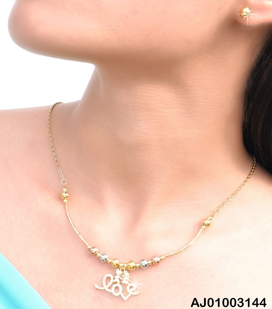 JUEGO ARETES 🟡 CADENA🟡🟠⚪"LOVE"