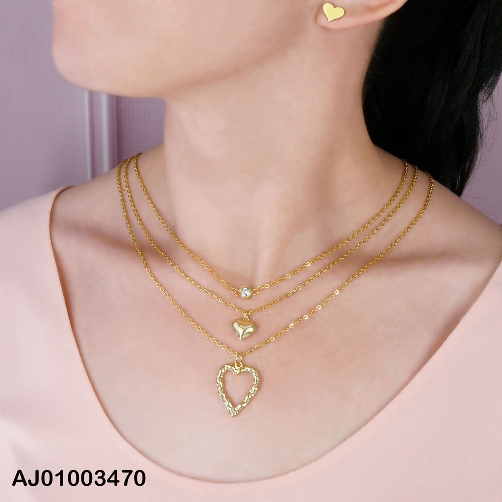 JUEGO CDN ACERO TRIPLE CON ZIRCONIA, CORAZON RELLENO Y CROQUIS CORAZON