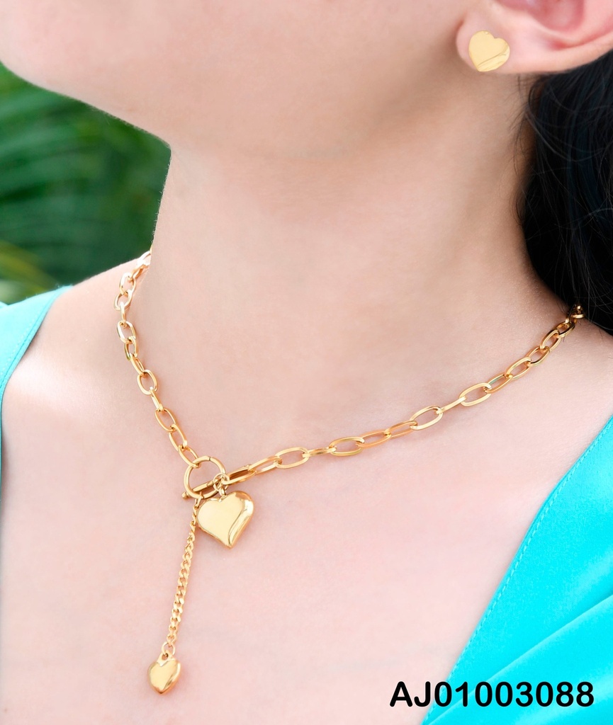 JUEGO CORAZONES CADENA ESTILO TIFFANY C/ COLGANTE 💛