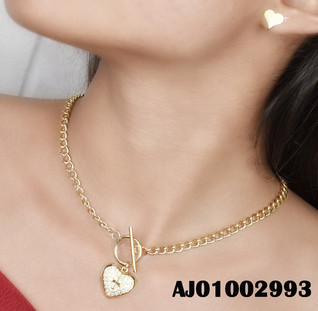 JUEGO CORAZONES CADENA TIFFANY DIJE 💛C/CRUZ