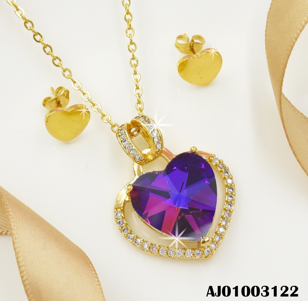 JUEGO CORAZONES DETALLES ARETES:PLACAS DIJE:💜 BORDE ZIR