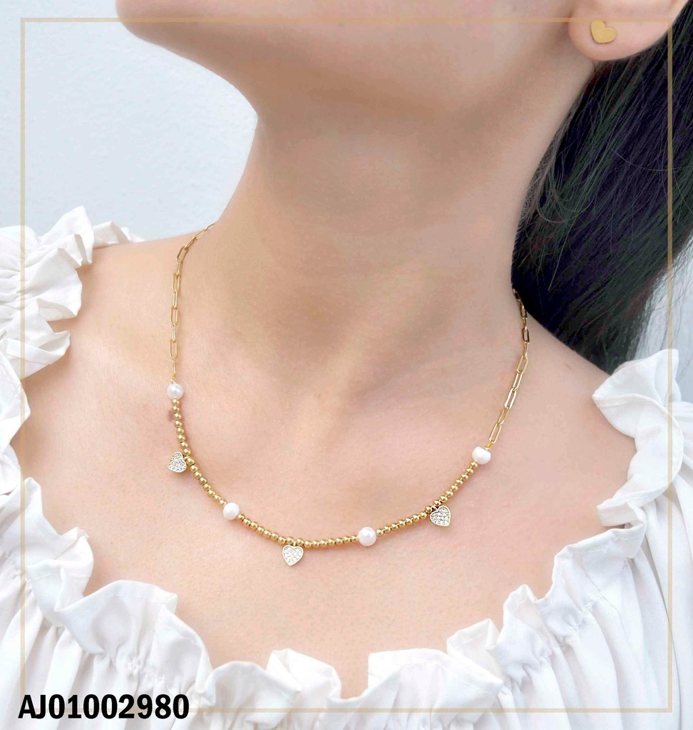 JUEGO CORAZONES DETALLES DIJES:PERLAS CULT./💛 CON ZIRC