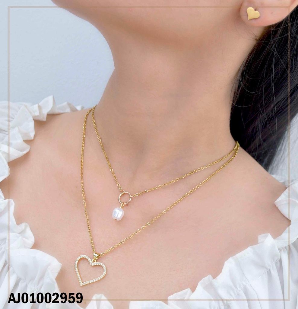 JUEGO CORAZONES DOBLE CAD.ARETES PLACAS,DIJE:ZIRC/🤍 (P.E.NOV2025)