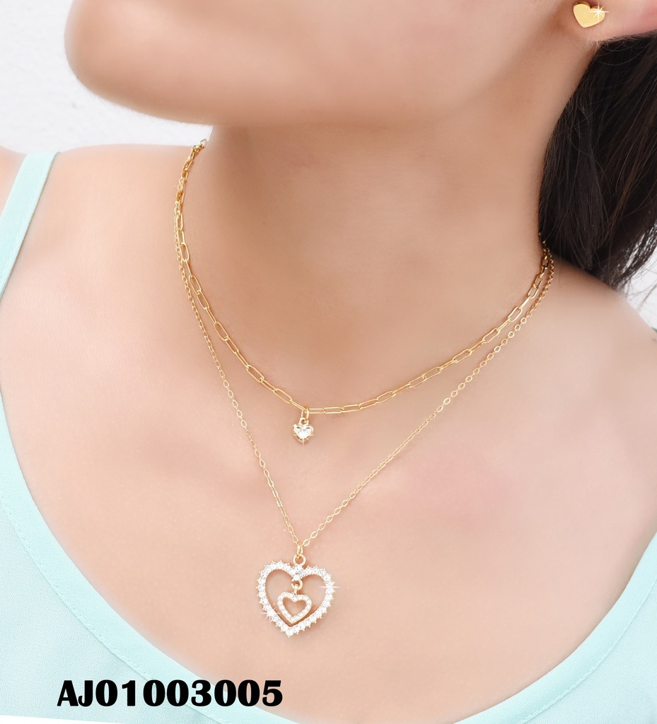 JUEGO CORAZONES DOBLE CAD.DIJE CROQUI ZIRC DOBLE