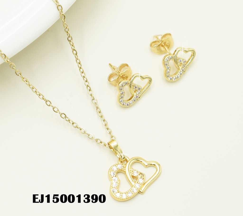 JUEGO CORAZONES ENTRELAZADOS ZIRCONIAS-LISO