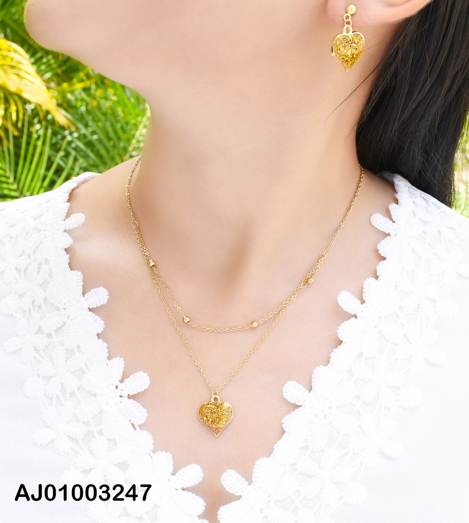 JUEGO CORAZONES ESCARCHADOS ARETES COLGAR
