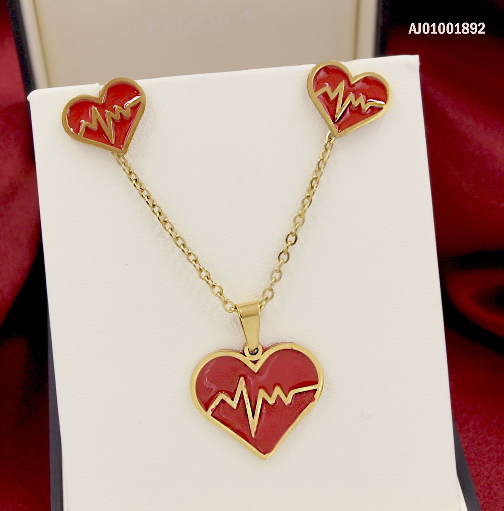 JUEGO CORAZONES ROJOS CON LATIDOS AL CENTRO