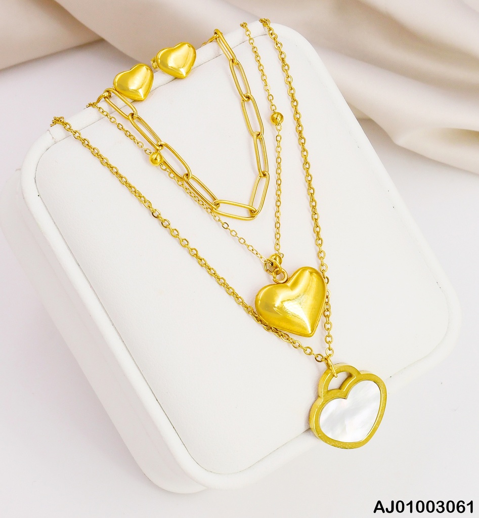 JUEGO CORAZONES TRIPLE CAD. DIJES:CANDADO NÁCAR/INFLADO