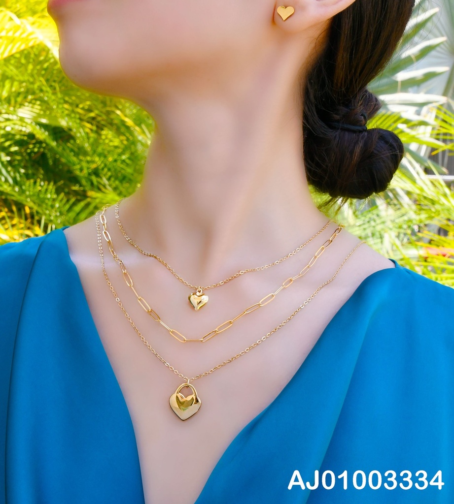 JUEGO CORAZONES TRIPLE CAD. DIJES:CORAZÓN/CANDADO 💛