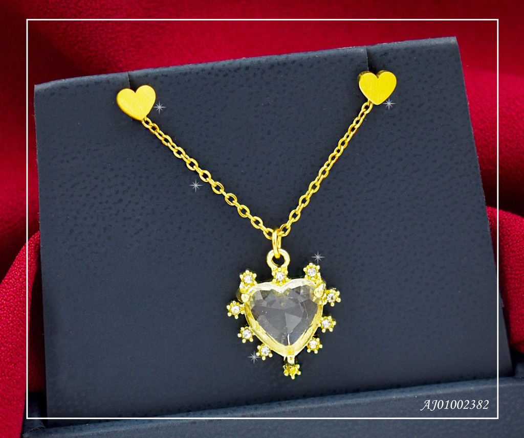 JUEGO CORAZONES, DIJE ♥ CRISTAL RODEADO ZIRCONIAS