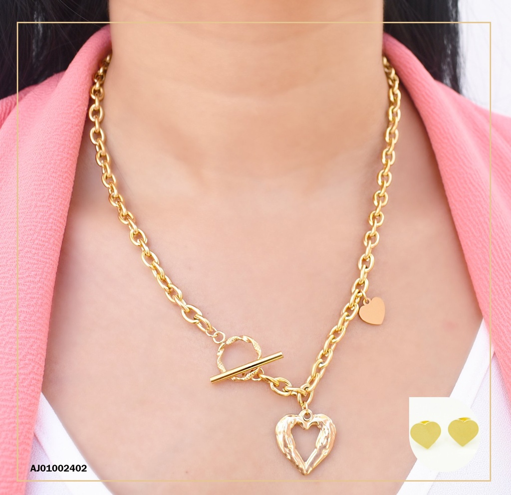 JUEGO CORAZÓN CADENA ESTILO TIFFANY DIJE CROQUI ♥ ASPERO
