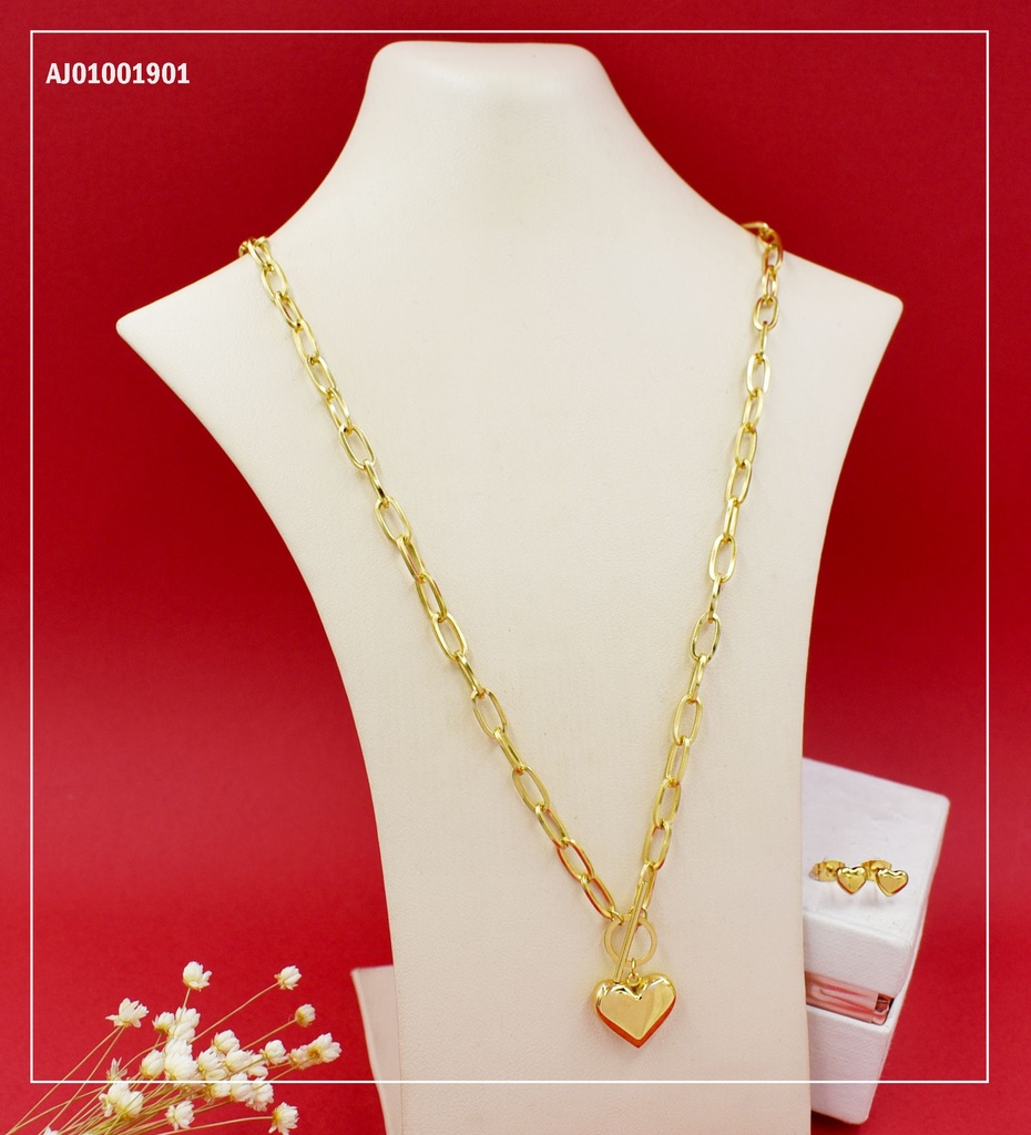 JUEGO CORAZÓN INFLADO,CADENA ESTILO TIFFANY