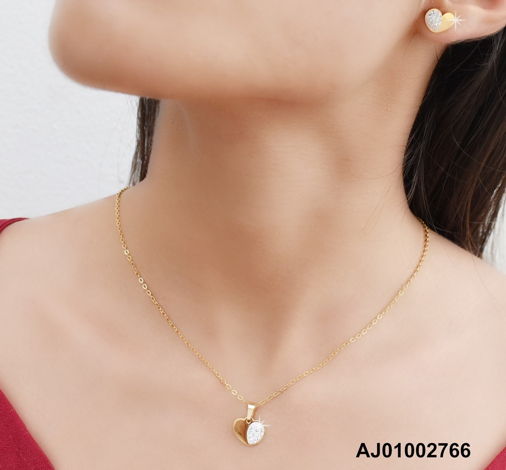 JUEGO CORAZÓN MITAD ZIRCONIAS/MITAD DORADO