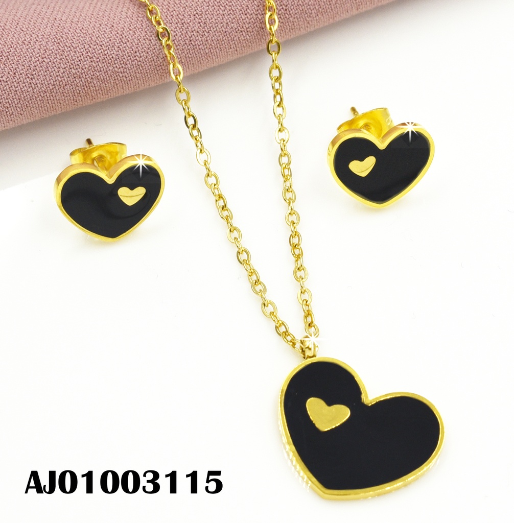 JUEGO CORAZÓN NEGRO C/CORAZÓN DOR.PEQUEÑO LADO