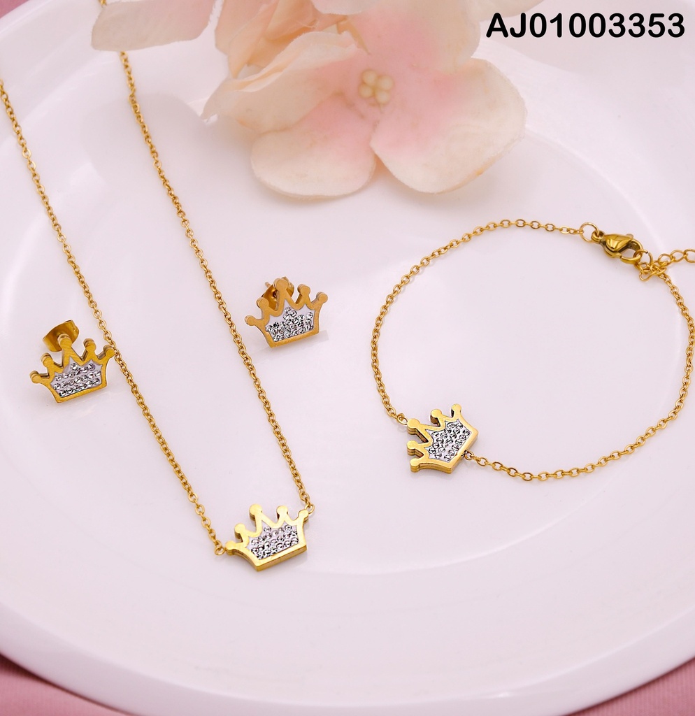 JUEGO CORONA RELLENA DE ZIRCONIAS C/PULSERA