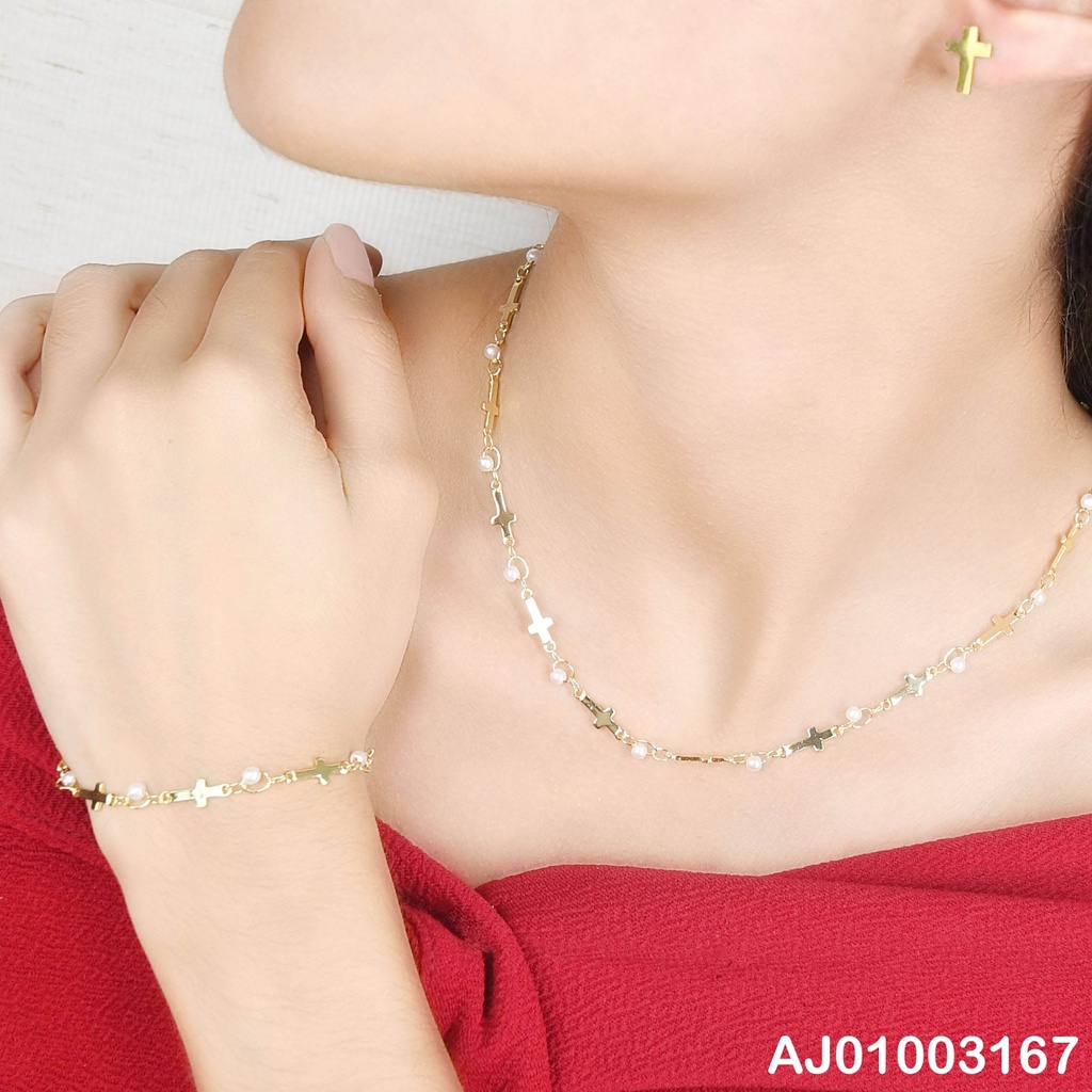 JUEGO CRUCES C/PERLITAS PULSERA INCLUIDA