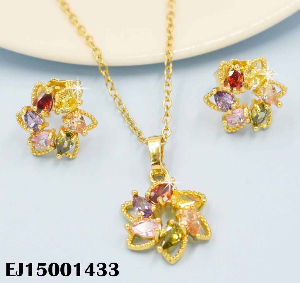 JUEGO CROQUI FLOR DECORADO ZIRCONIAS COL