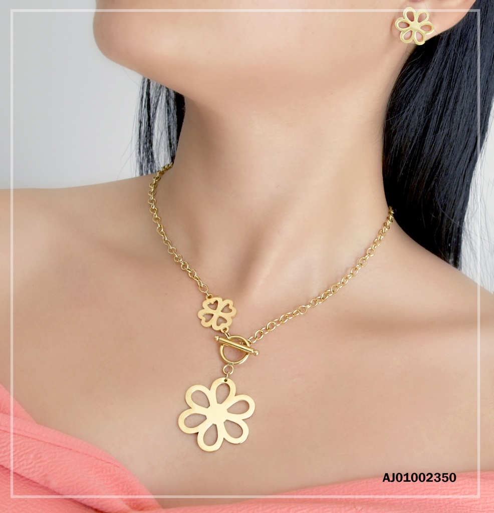 JUEGO CROQUI FLOR GRANDE CADENA C/TRÉBOL 4 HOJAS