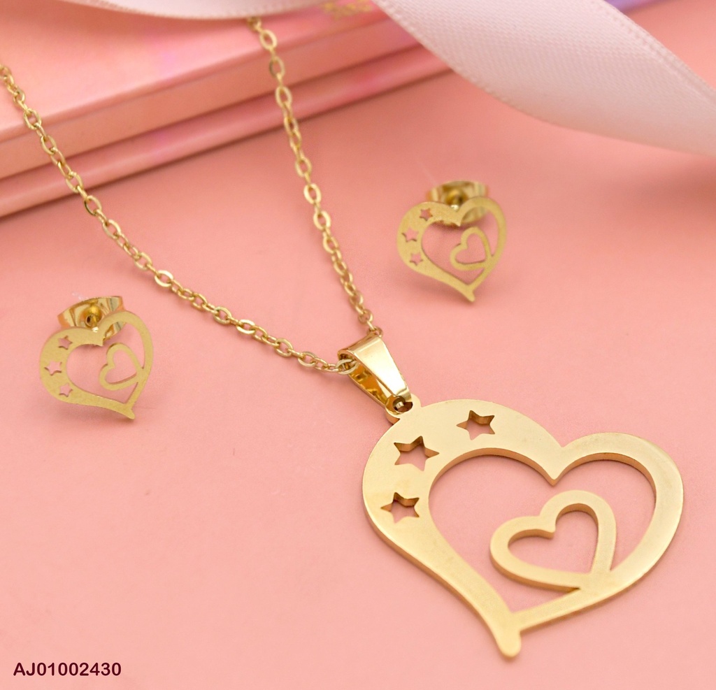 JUEGO DOBLE CROQUI CORAZON C/3 ESTRELLAS CALADAS BR.