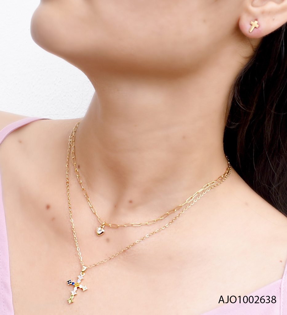 JUEGO CRUCES C/ZIRCONIAS COL. DOBLE CAD.