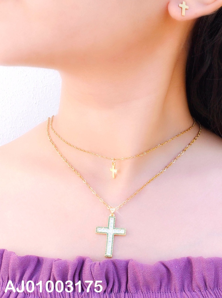 JUEGO CRUCES DOBLE CAD DIJES:PLACAS/ZIRC/VERDES