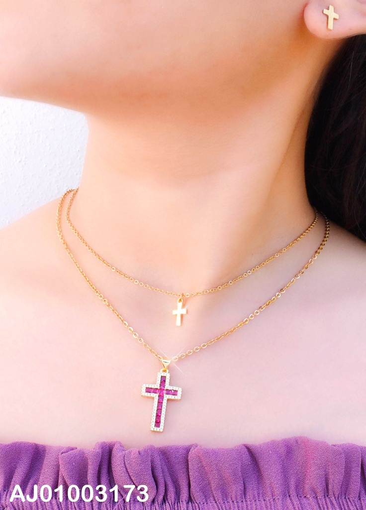 JUEGO CRUCES DOBLE CAD. DIJES PLACA/ROJA
