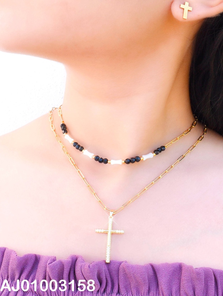 JUEGO CRUCES DOBLE CAD.CRISTLAES/TRAD.DIJE ZIRC AL FINAR