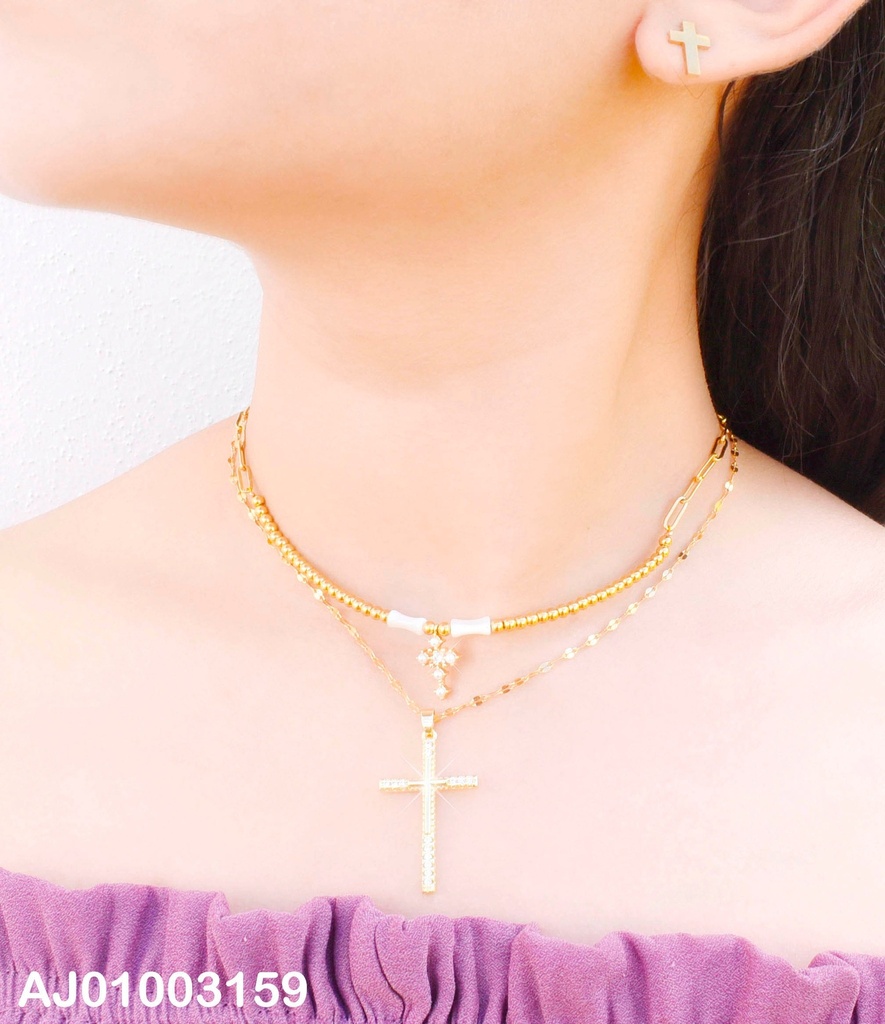 JUEGO CRUCES DOBLE CAD.PELOTITAS/TORNEADA DOBLE DIJE
