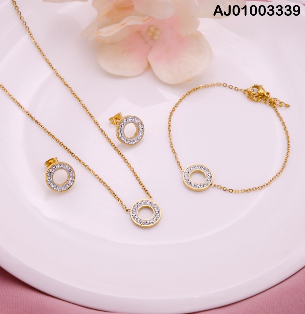 JUEGO CÍRCULOS ZIRCONIAS C/PULSERA