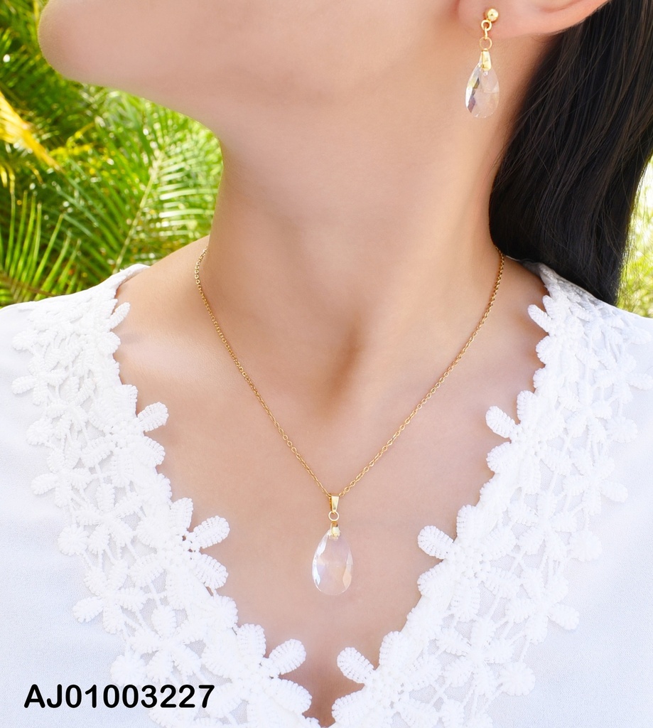 JUEGO DE GOTAS ZIRCONIAS, ARETES DE COLGAR