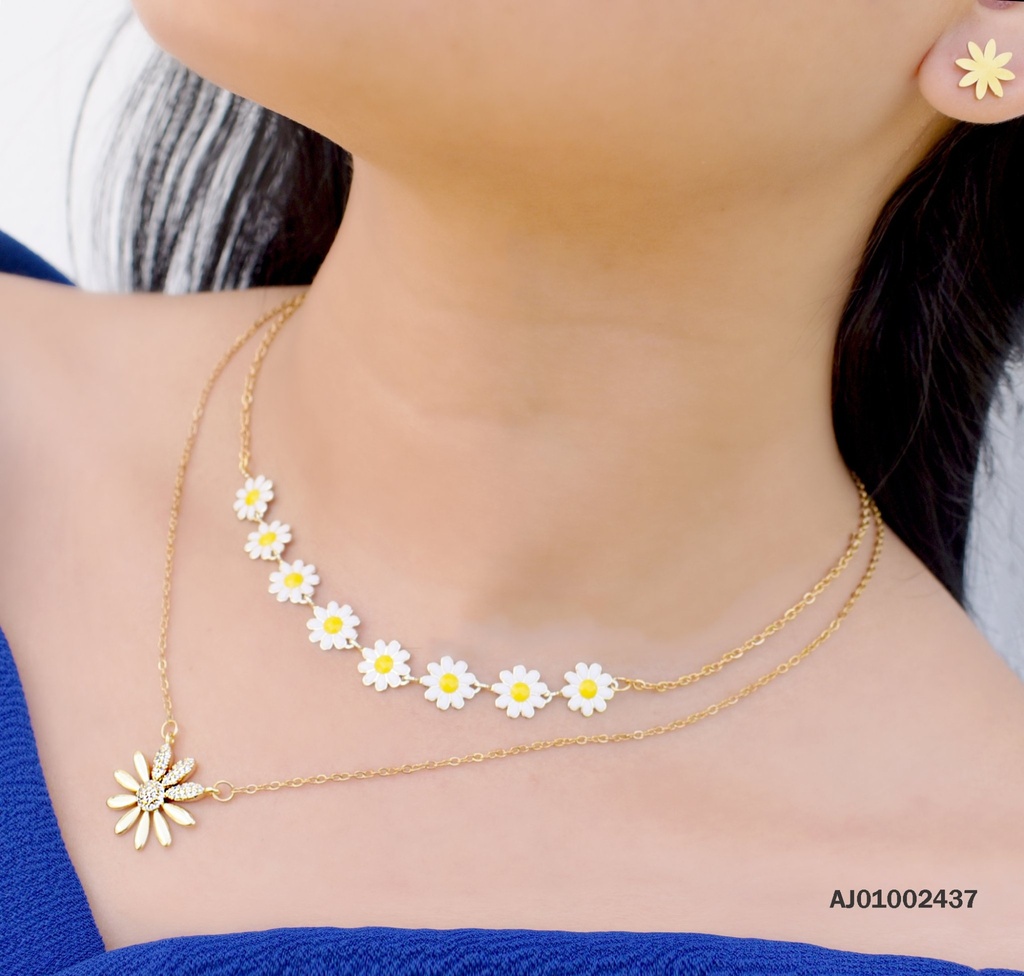 JUEGO DETALLE DOBLE CAD. MARGARITAS/FLOR DORADA