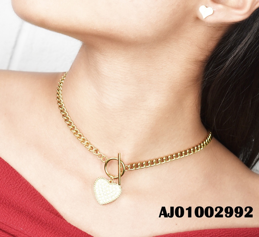 JUEGO DETALLES CORAZONES CADENA TIFFANY DIJE💛ZIRC