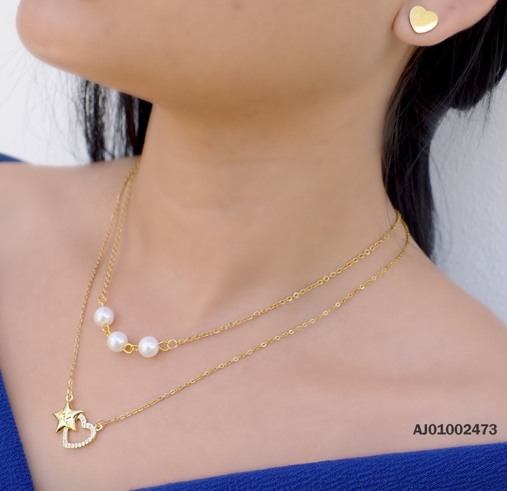 JUEGO DETALLES CORAZONES DOBLE CAD. DIJE ESTRELLA-CORAZÓN
