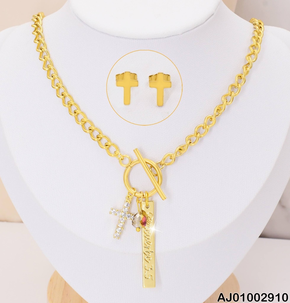 JUEGO DETALLES CRUCES CADENA ANCHA DIJES:✝/🥚/PLACA VERT. (P.E.NOV2025)