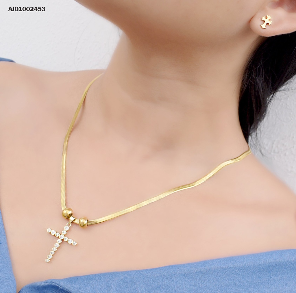 JUEGO DETALLES CRUCES CADENA PLANA ⚫✝ ZIRCONIAS⚫