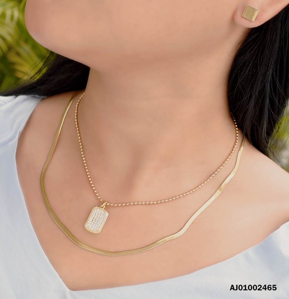 JUEGO DETALLES DOBLE CADENA PLANA/ESLABONES PLACA VERTICAL ZIRCONIAS