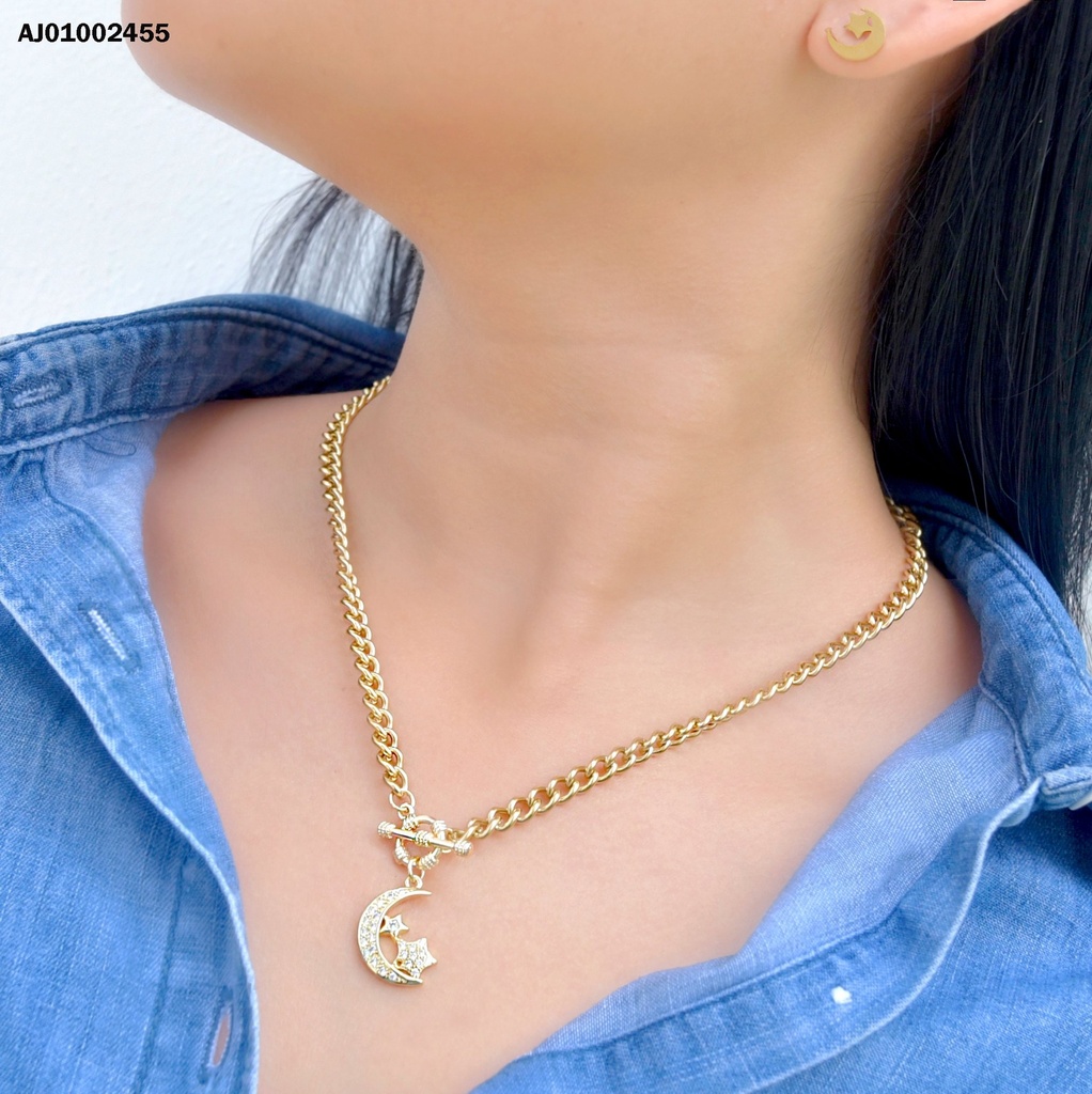 JUEGO DETALLES ESTRELLA EN LUNA, CADENA GRUESA TIFFANY